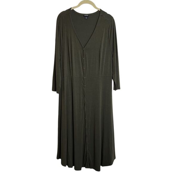 Torrid Womens Knit Dress Size 1X Olive Green Fit & Flare 3Q Sleeve Career Casual - Picture 1 of 7
